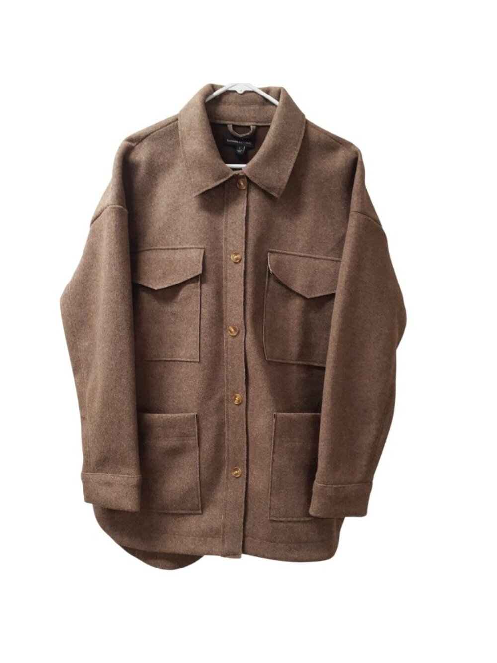Banana Republic Womens Shirt Jacket Large Structured Brown 4-Pockets NWT